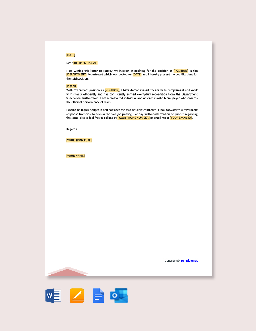 Template Letter Of Interest For Job