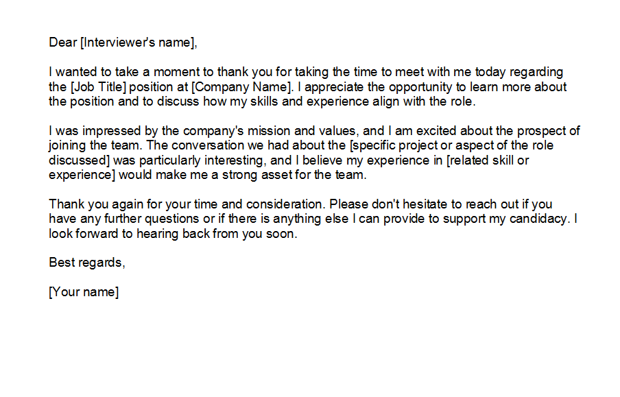 Thank You Email For Job Interview