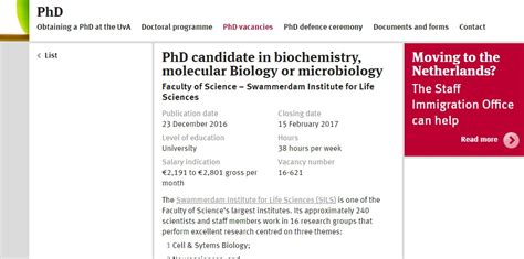 University Of Amsterdam Phd Fellowshipin Biochemistry University Of Amsterdam Phd Fellowshipin Biochemistry