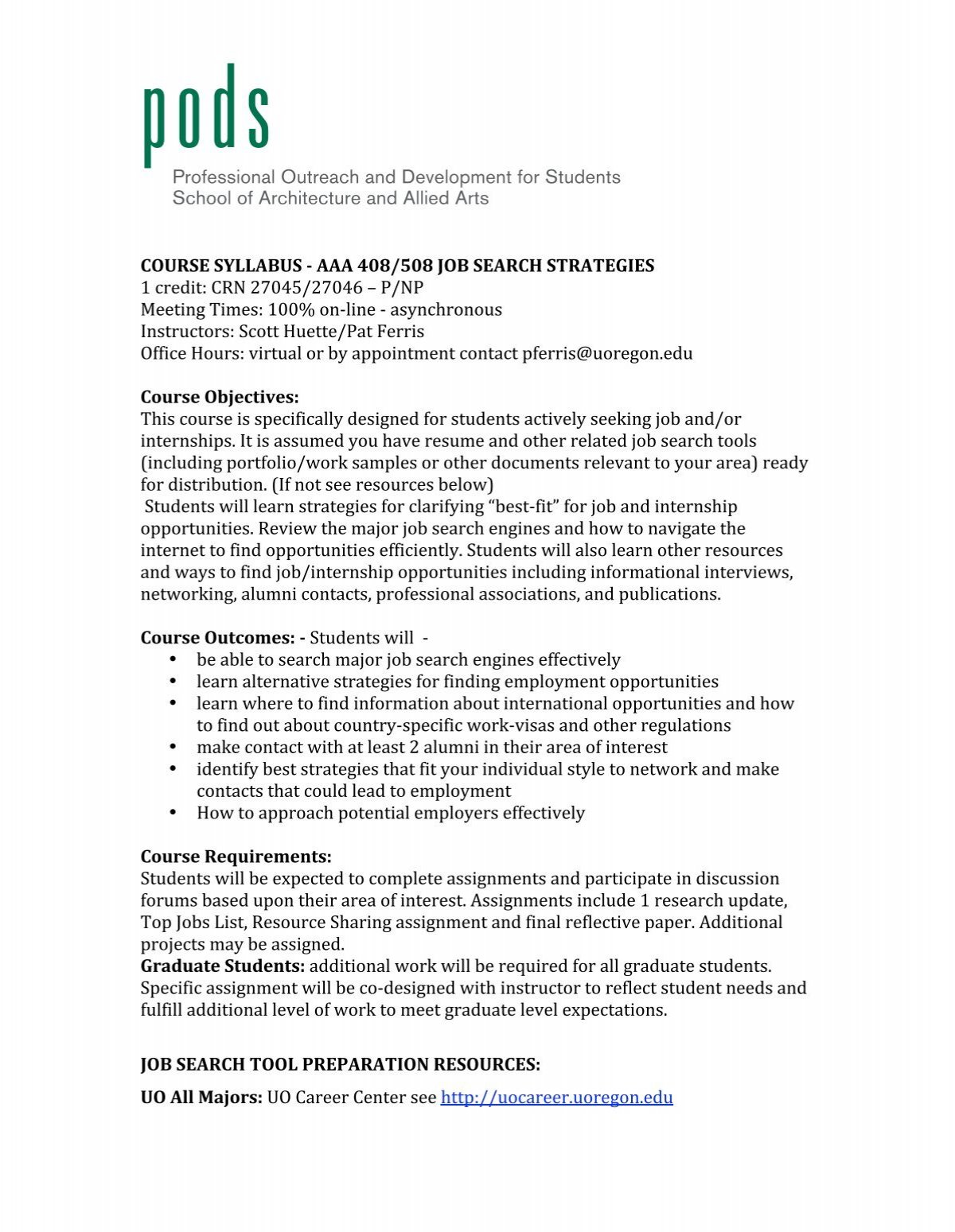 University Of Oregon Job Search