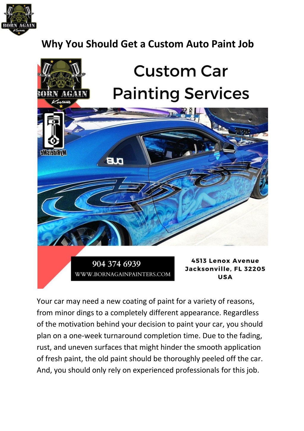 Why You Should Get A Custom Auto Paint Job Born Again Painters Llc Why You Should Get A Custom Auto Paint Job Born Again Painters Llc