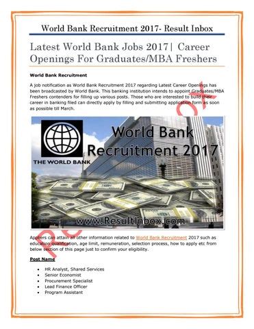 World Bank Job Openings