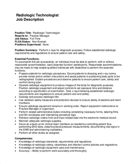 X Ray Technician Job Description X Ray Technician Job Description
